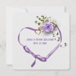 Invitación boda jurar renovación de la cinta púrpura corazón