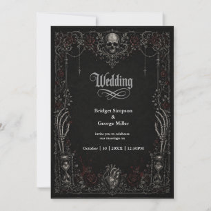 Invitación Boda Kawaii Gótica Pastel Caprichosa