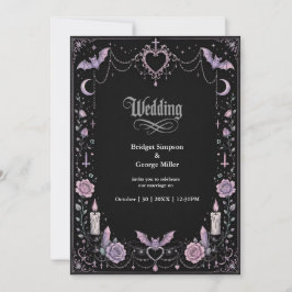 Invitación Boda Kawaii Gótica Pastel Caprichosa
