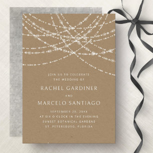 Invitación Boda Kraft de las luces de cadena
