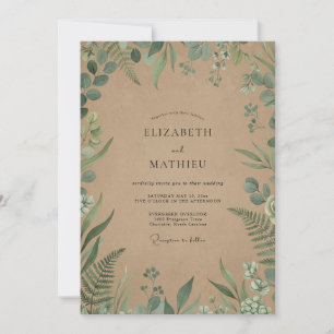 Invitación Boda Kraft Eucalipto Helecho