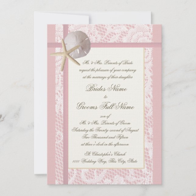 Invitación Boda Lace Pink Beach (Anverso)
