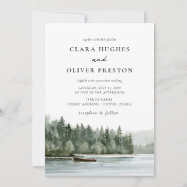 Invitación Boda Lago Bosque de Pinos Brumoso Pacífico Noroest
