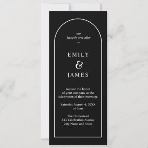 Invitación Boda largo Minimalista del arco blanco y negro