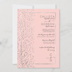Invitación Boda lateral de confetti Purpurina esparkly de pla