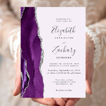 Boda Lavanda de Ágata Plateada Púrpura Moderna
