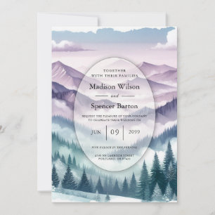Invitación Boda Lavanda Escarcha en la Niebla Alpina