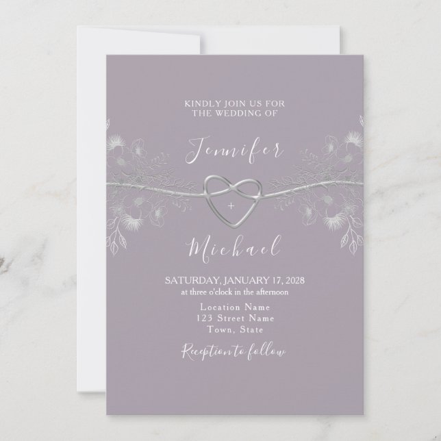 Invitación Boda Lavanda Púrpura (Anverso)