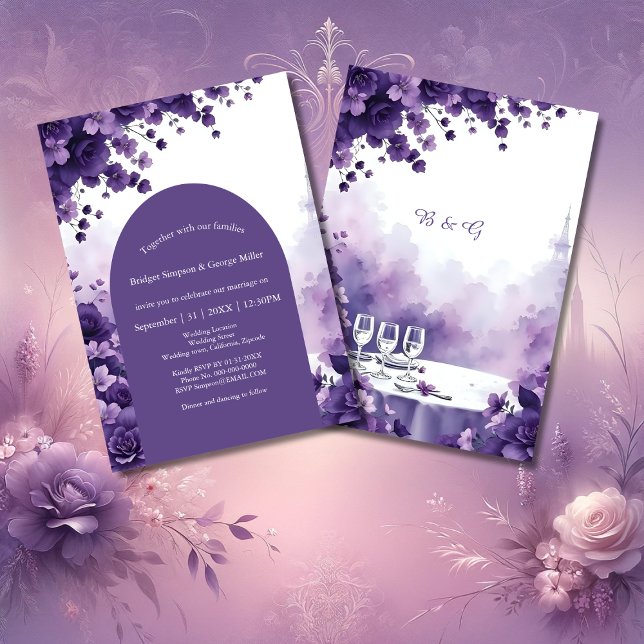 Invitación Boda Lavender Dream en París con la Torre Eiffel (Subido por el creador)