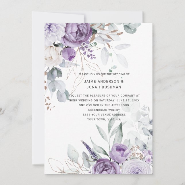 Invitación Boda Lavender Dreams (Anverso)