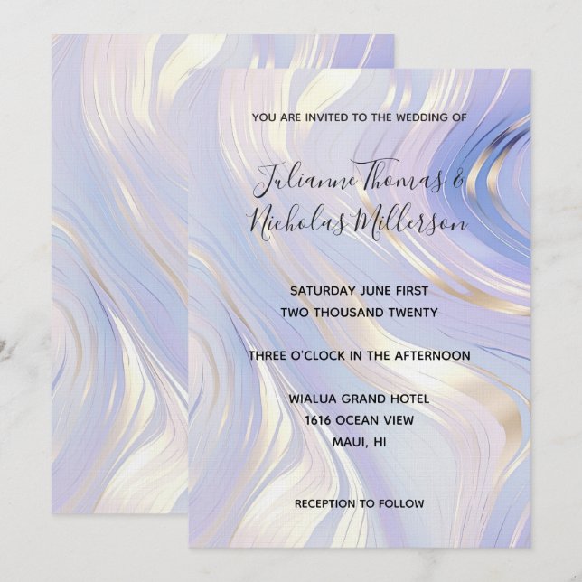 Invitación Boda Lavender Gold Glam (Anverso / Reverso)