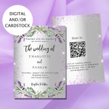 Boda lavender plata eucalipto código QR RSVP