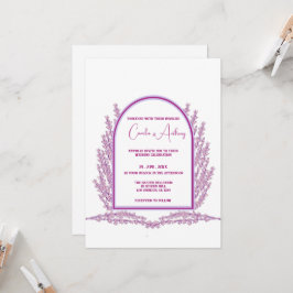 Invitación Boda Lavender Purple Floral Boho