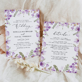 Invitación Boda Lavender Wildflowers todo en uno