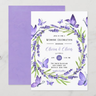 Invitación Boda Lavender Wisteria Y Mariposas