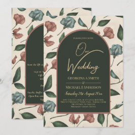 Invitación Boda LeahG Emerald Green Terracotta Gold FALL