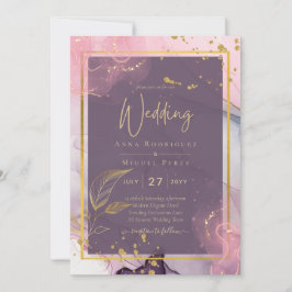 Invitación Boda LeahG® Lavender INK Mauve Purple Gold
