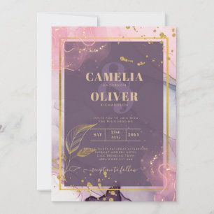 Invitación Boda LeahG® Lavender INK Mauve Purple Gold