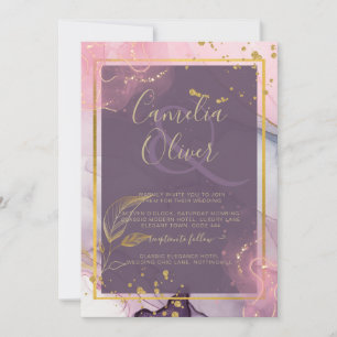 Invitación Boda LeahG® Lavender INK Mauve Purple Gold