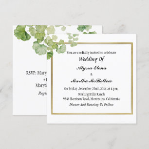 Invitación Boda Lesbiana Acuarela Vintage Verde