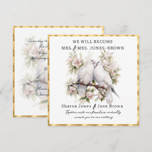 Invitación Boda Lesbiana de Dos Palomas Blancas