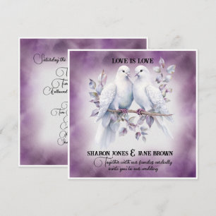Invitación Boda Lesbiana de Dos Palomas Blancas