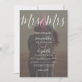 Invitación Boda lesbiana de guion mrs moderna con foto rosa