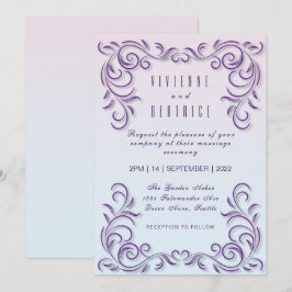 Invitación Boda lesbiana decorativa Boho lilac