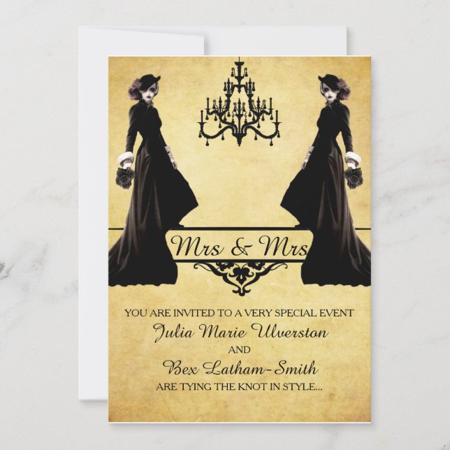 Invitación Boda lesbiana: estilo gótico Steampunk (Anverso)