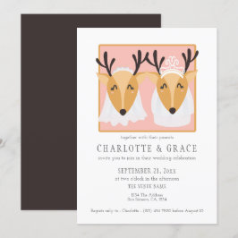 Invitación Boda lesbiana gay de dos novias venadas