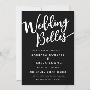 Invitación Boda Lésbico Moderno con escritura Blanca Negra