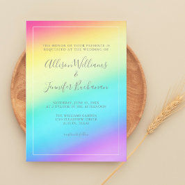 Invitación Boda LGBTQ colorido de gradiente arcoiris bonito