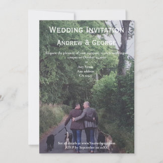 Invitación Boda LGBTQ de foto gay minimalista