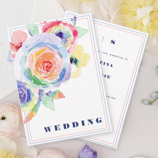 Invitación Boda LGBTQ moderno con flores de arcoiris (Subido por el creador)