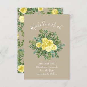 Invitación Boda Light Yellow & Khaki Ecru Save Date
