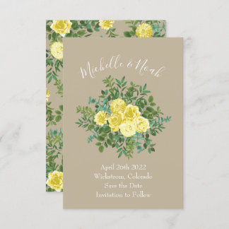 Invitación Boda Light Yellow & Khaki Ecru Save Date