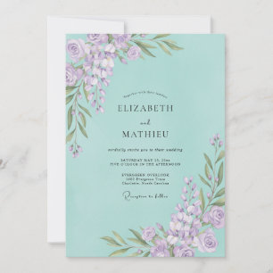 Invitación Boda Lila Espuma de Mar Wisteria