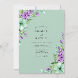 Invitación Boda Lila Poética Verde Menta