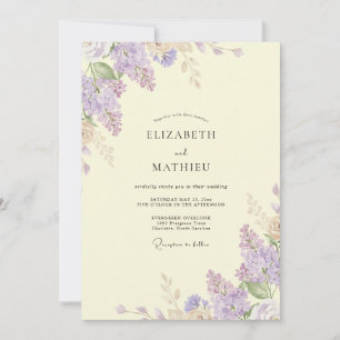 Invitación Boda Lila Wisteria Mantequilla