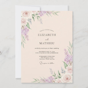 Invitación Boda Lila Wisteria Melocotón