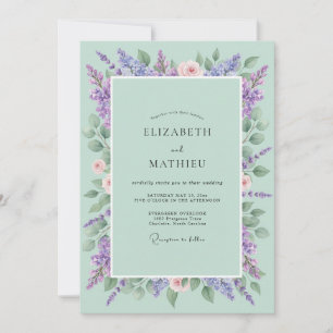Invitación Boda Lila Wisteria Menta
