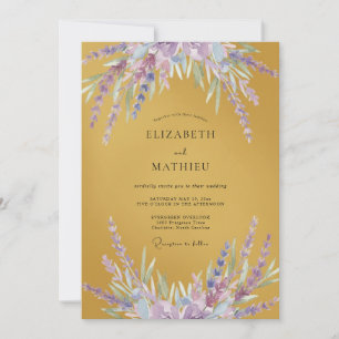 Invitación Boda Lila Wisteria Mostaza