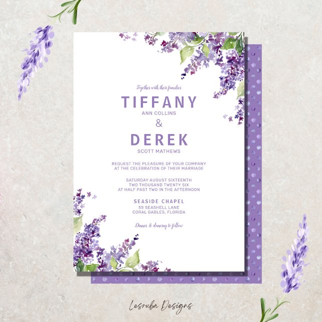 Invitación Boda Lilac color morado (Subido por el creador)