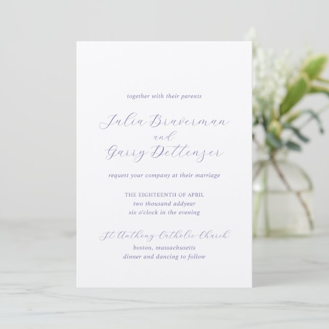 Invitación Boda Lilac elegante tradicional (Anverso de pie)