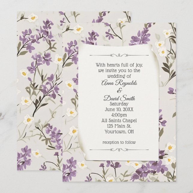 Invitación Boda Lilacs Design (Anverso / Reverso)