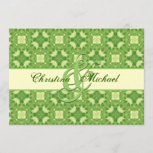 Invitación Boda Lime Green y Cream Croses and Squares