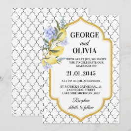 Invitación Boda Limón Mediterráneo Patrón Marroquí