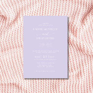 Invitación Boda limpia de lavanda y hojas de árbol de acebo b