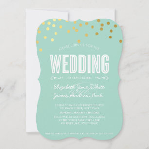 Invitación BODA lindo Relieve metalizado de oro confetti atre