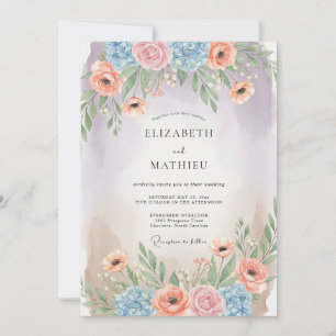 Invitación Boda lírica de primavera en melocotón